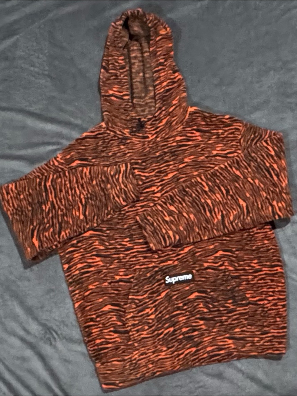 Supreme Polartec Hooded Sweatshirt Tiger FW21SW19 Orange Black Size M NWT